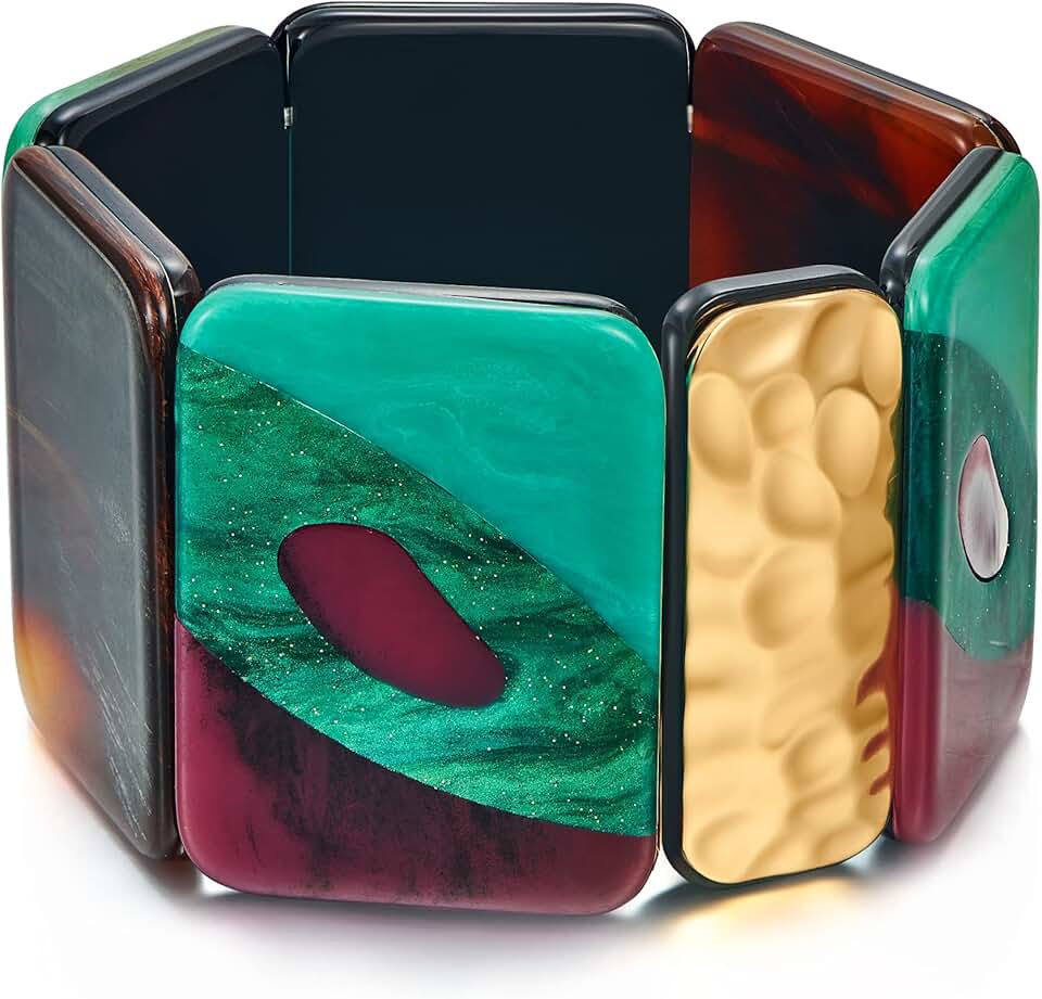 Colorful Geometric Chunky Bangle for Women