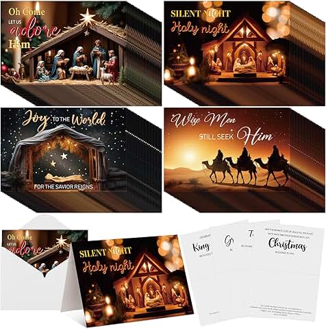 100 Religious Nativity Christmas Cards with Envelopes