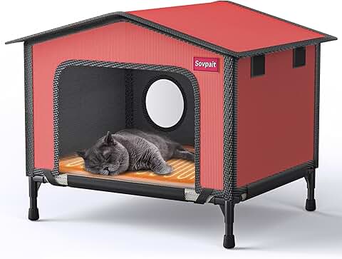 Heated Outdoor Cat House with Escape Door