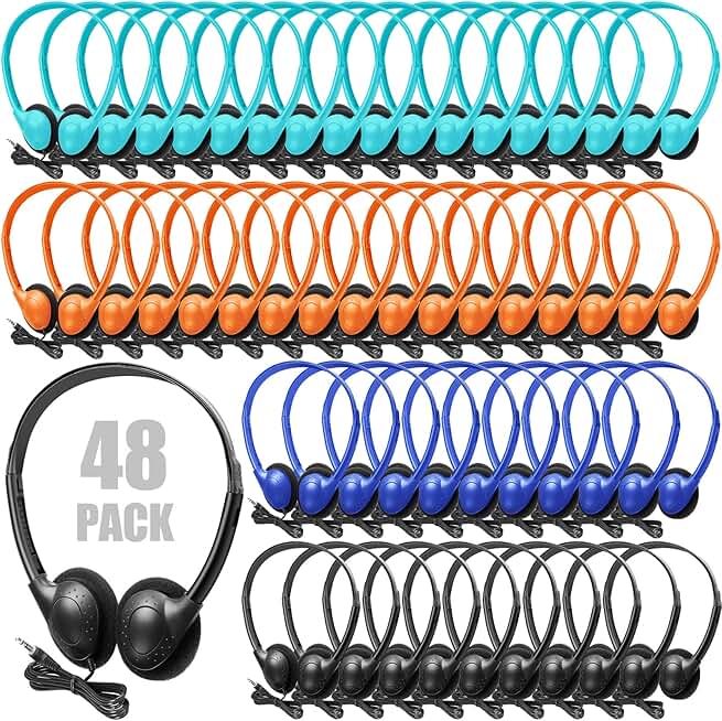 48 Wired On-Ear Headphones for Classroom Use