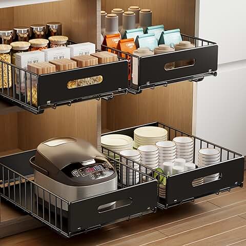 Two Drawer Pull-Out Cabinet Organizers