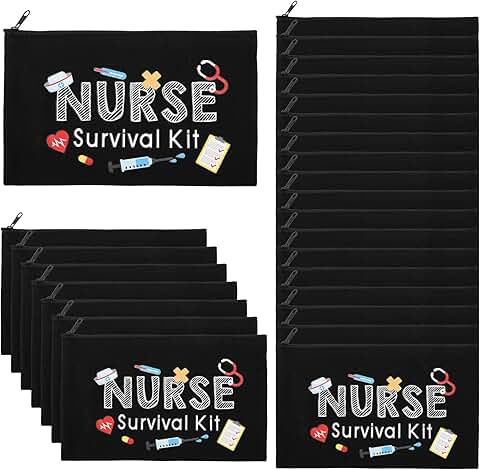 26-Piece Nurse Survival Kit in Black Cosmetic Bag
