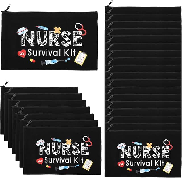 26-Piece Nurse Survival Kit in Black Cosmetic Bag