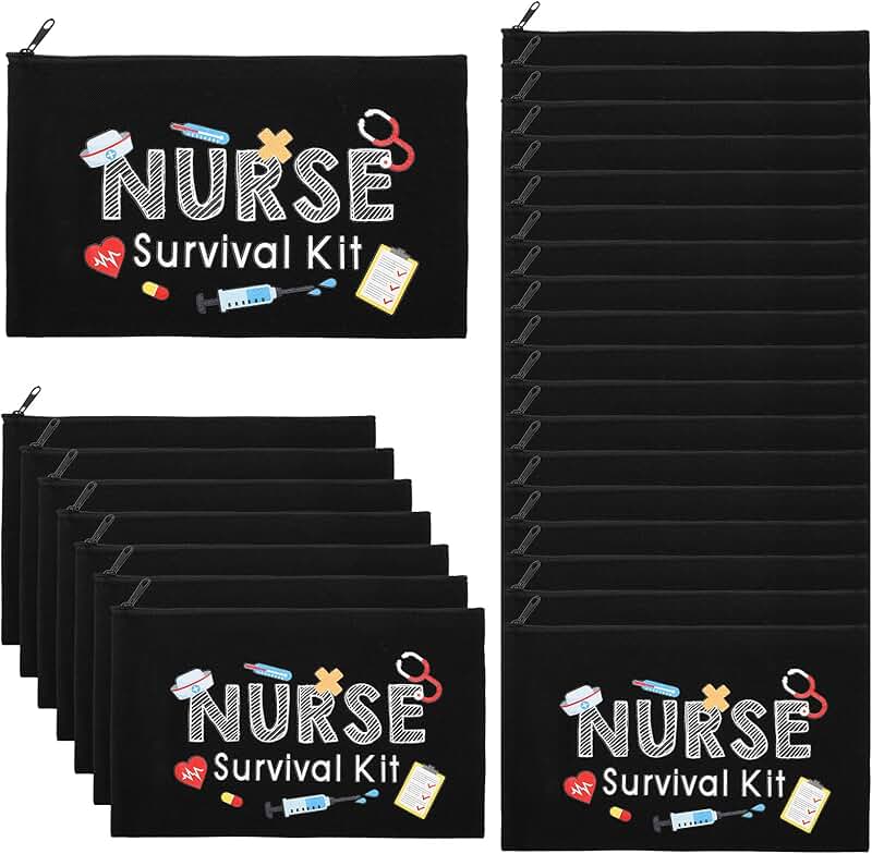 26-Piece Nurse Survival Kit in Black Cosmetic Bag