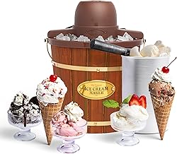 Vintage Wooden Style Electric Ice Cream Maker, 4 Quart