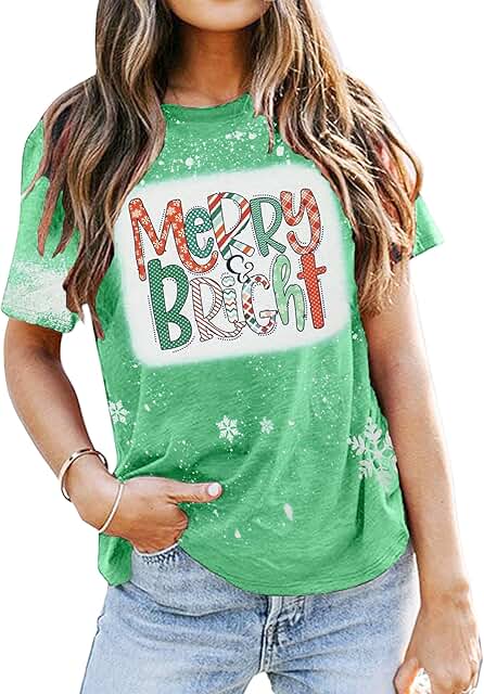 Funny Christmas Lights and Tree T-Shirt for Women