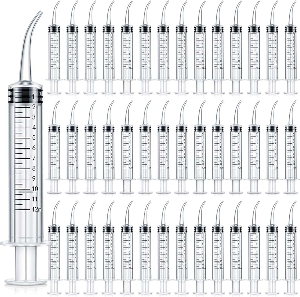 100 Disposable Dental Syringes with Curved Tip