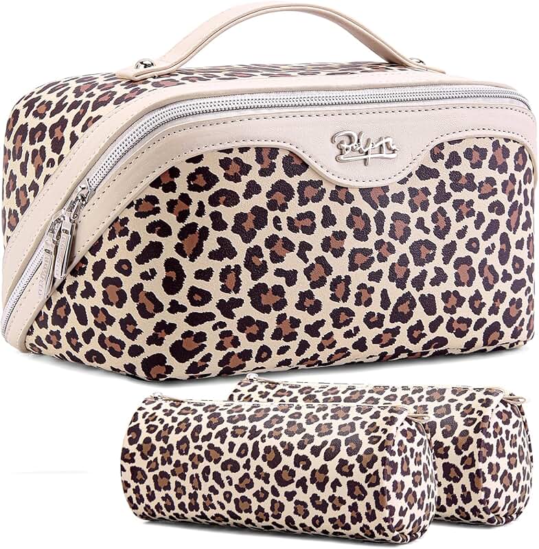 Travel Makeup Bag Set with Handle and Compartments