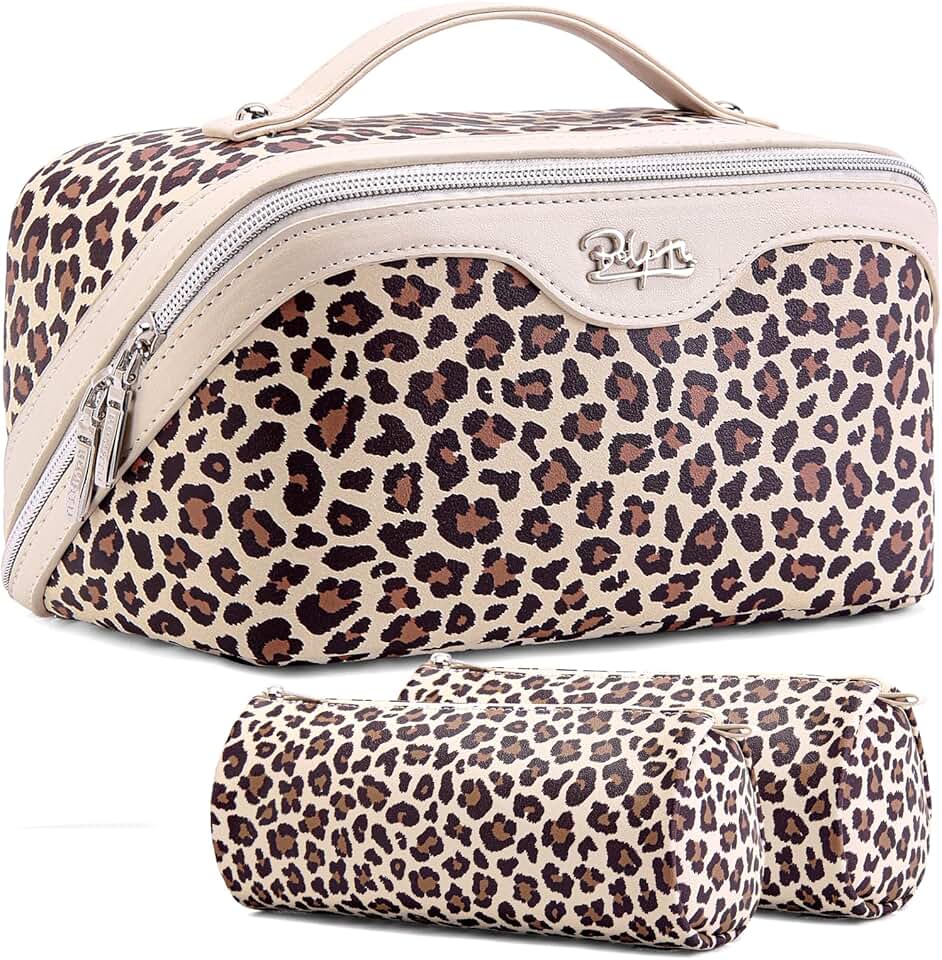 Travel Makeup Bag Set with Handle and Compartments