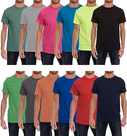 12 Pack Men's Soft Cotton Slim Fit Crew Neck T-Shirts