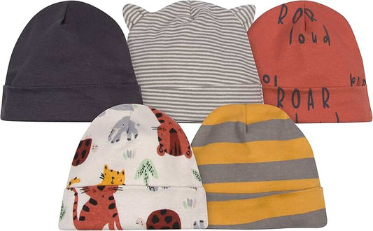 Set of five baby boy caps