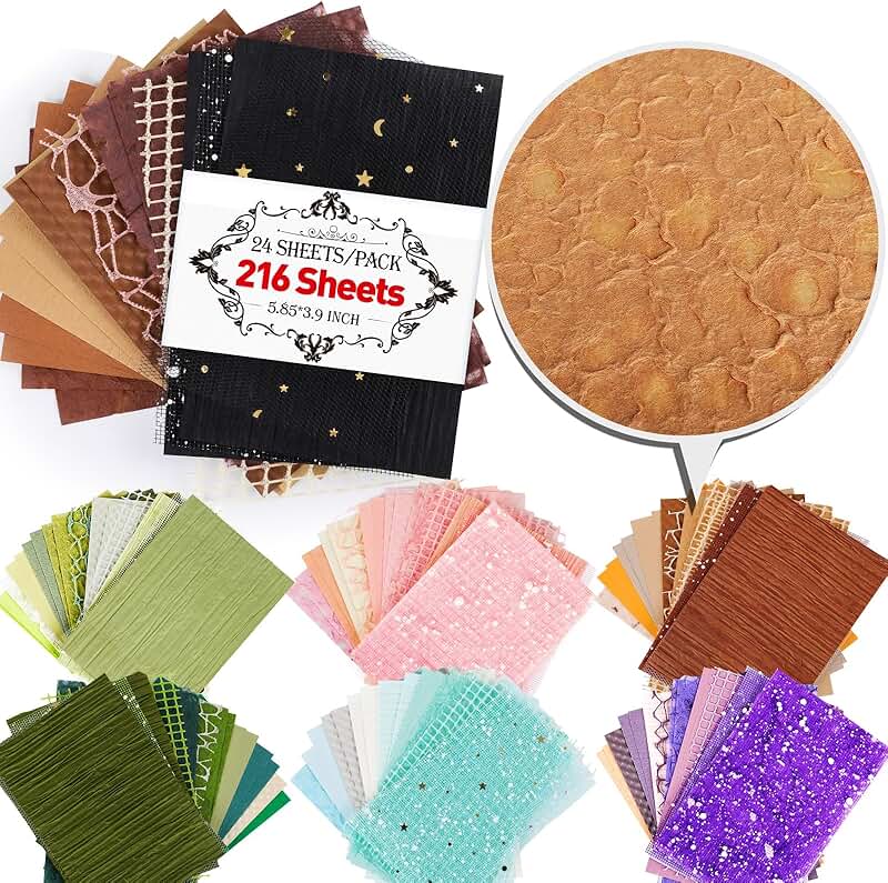 216 Sheets Textured Scrapbook Paper Pack for Crafts