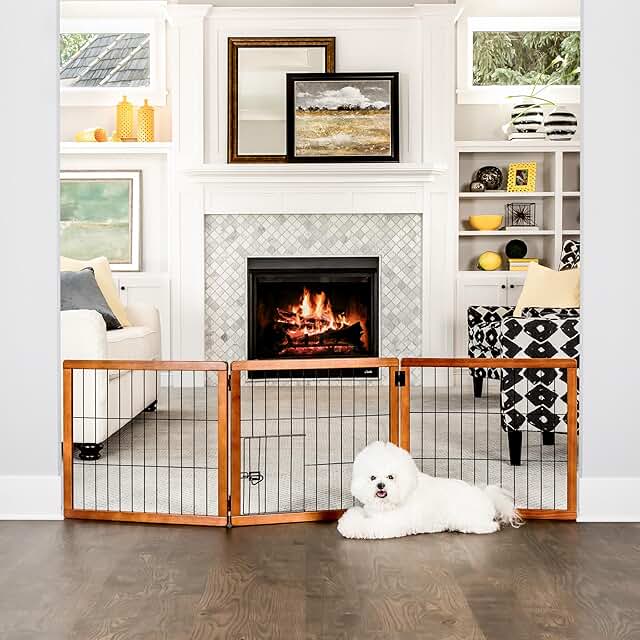 Wide 3-Panel Wooden Pet Gate for Pets