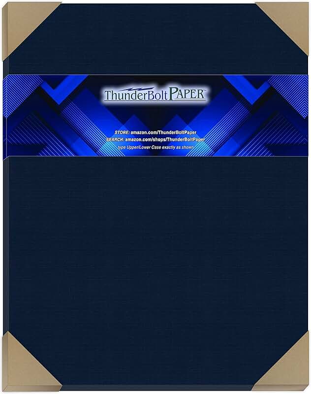 Dark Navy Blue Linen Cover Paper, 11x14 inches, 80 lb