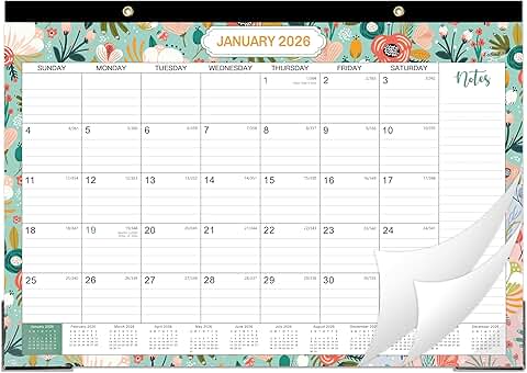 2026 Desk Calendar with To-Do List and Notes