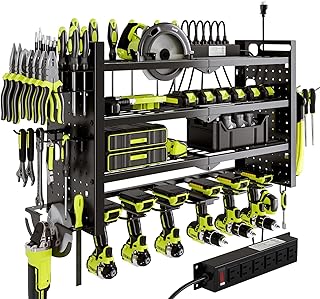 Wall Mount Power Tool Organizer with Charging Station