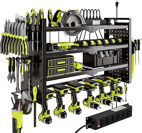 Wall Mount Power Tool Organizer with Charging Station