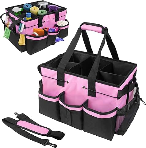 Large Cleaning Caddy Bag with Handle and Adjustable Strap