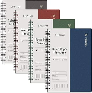 Set of four 5.7" x 8.22" lined spiral notebooks