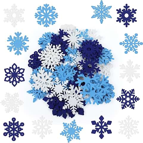 120 Winter Felt Snowflakes for Christmas Decor