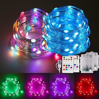Battery-Operated Color Changing Fairy Lights, 16.4FT, 2 Pack