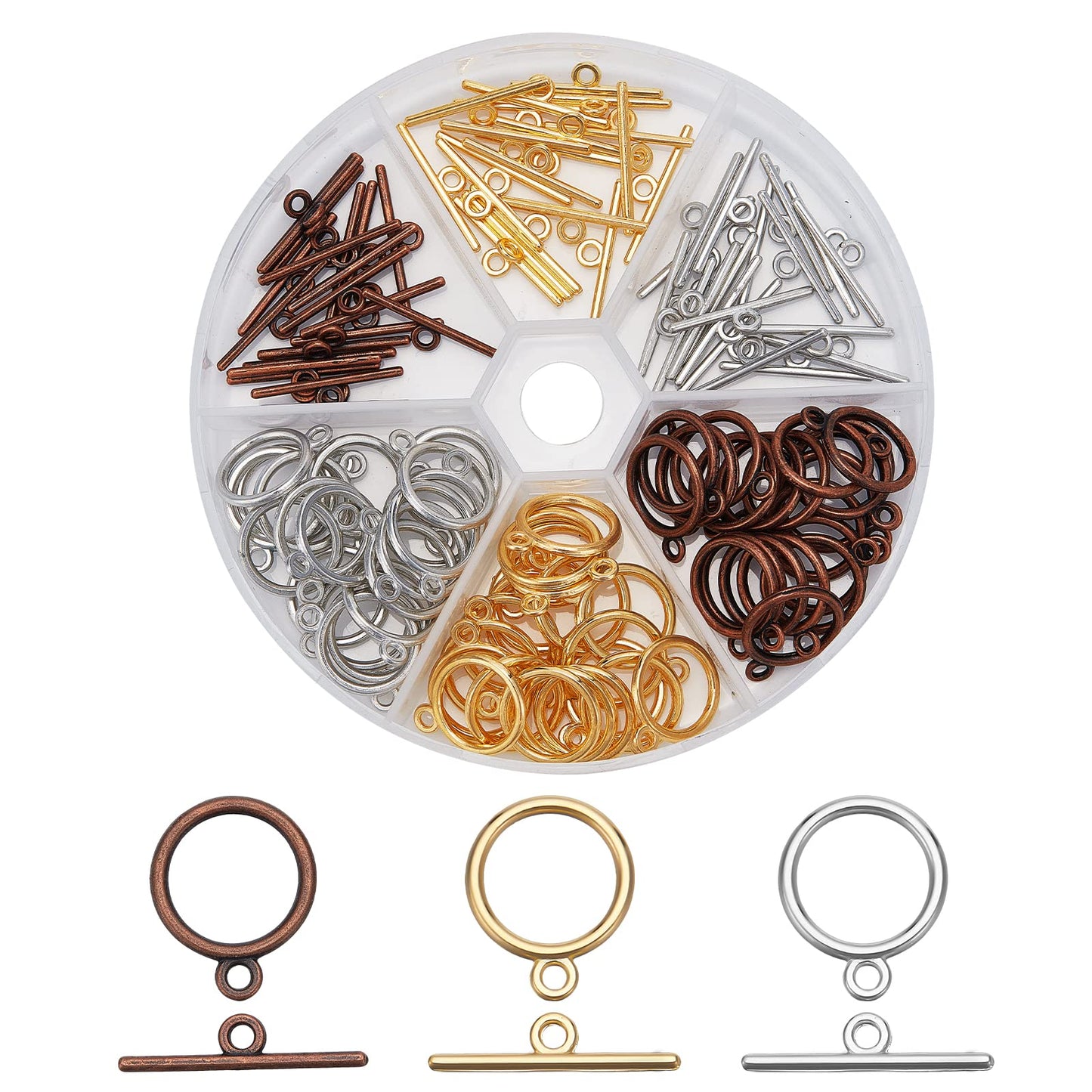 60 Sets Toggle Clasps for Jewelry Making in Multiple Colors