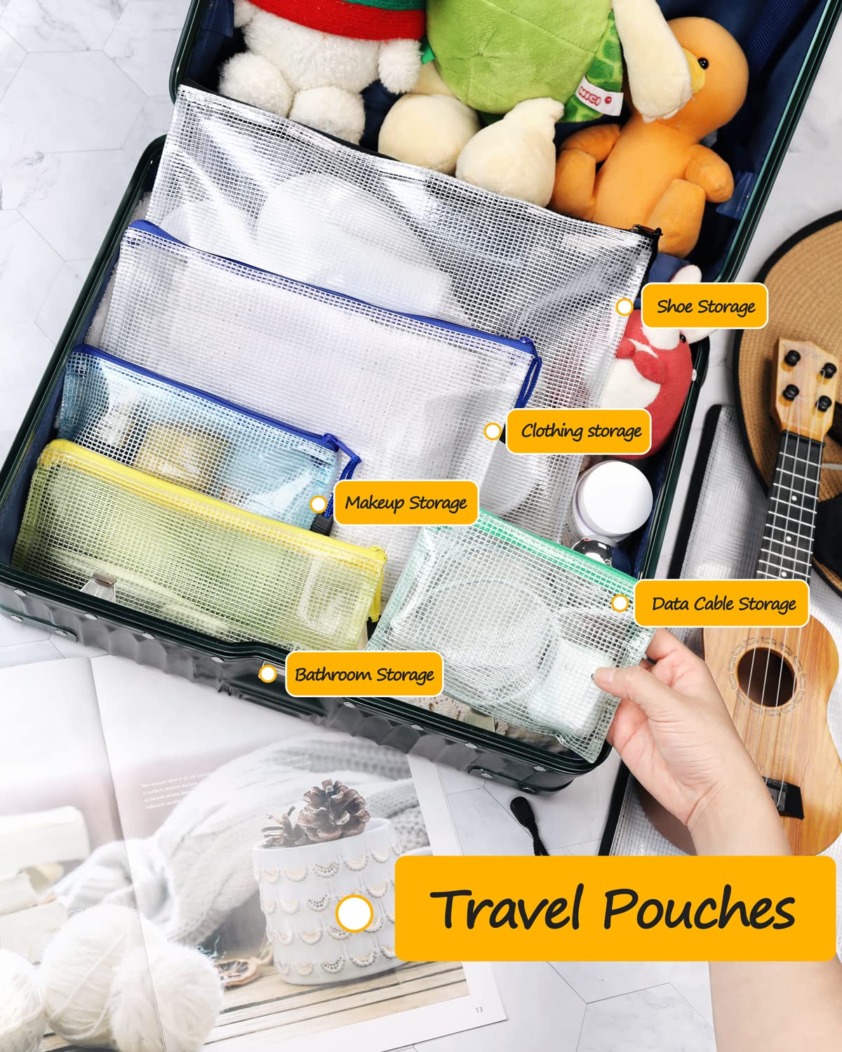Mesh Zipper Pouch for School, Travel, and Organization