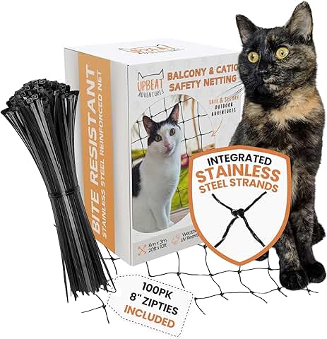 Steel Reinforced Cat Netting for Balcony, 10x20 ft