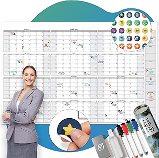 Large 12-Month Dry Erase Wall Calendar
