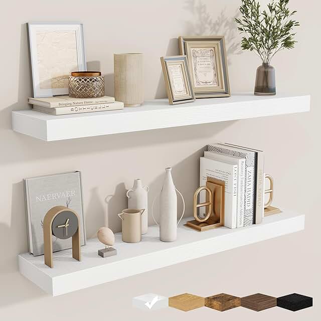 White 36-Inch Wall Floating Shelves Set of 2