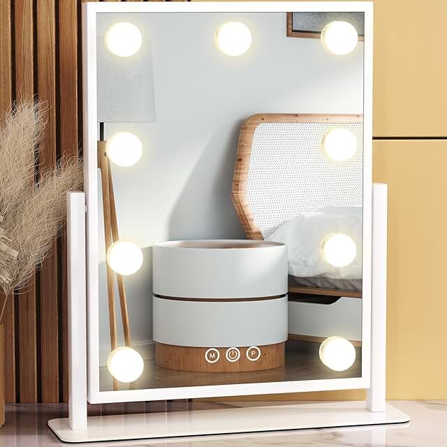 Lighted Vanity Mirror with 9 Dimmable Bulbs and 3 Color Modes