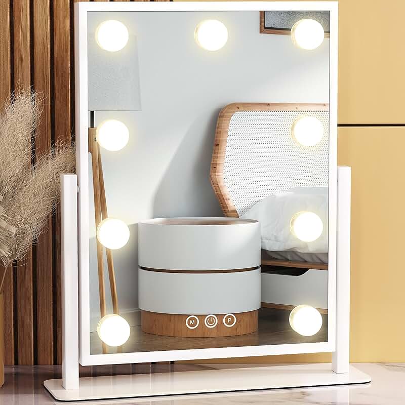 Lighted Vanity Mirror with 9 Dimmable Bulbs and 3 Color Modes