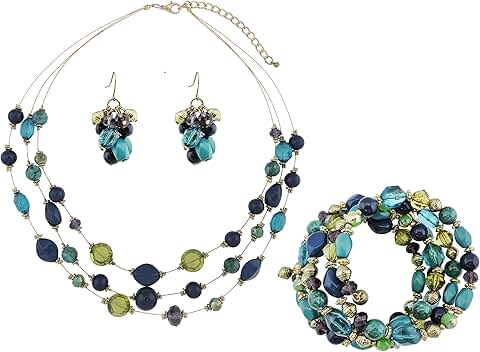 Three-Layer Illusion Beaded Necklace, 19.5 Inches