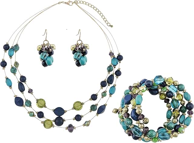 Three-Layer Illusion Beaded Necklace, 19.5 Inches