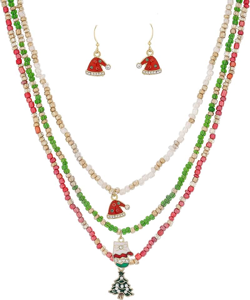Christmas Snowflake Jewelry Set with Snowman and Bells