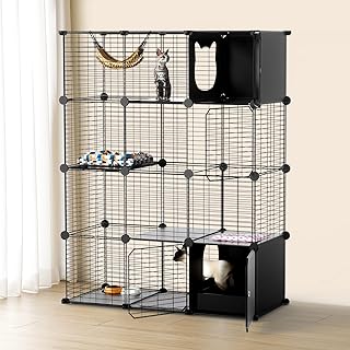 Indoor Cat Enclosure with Litter Box and Multi-Level Design