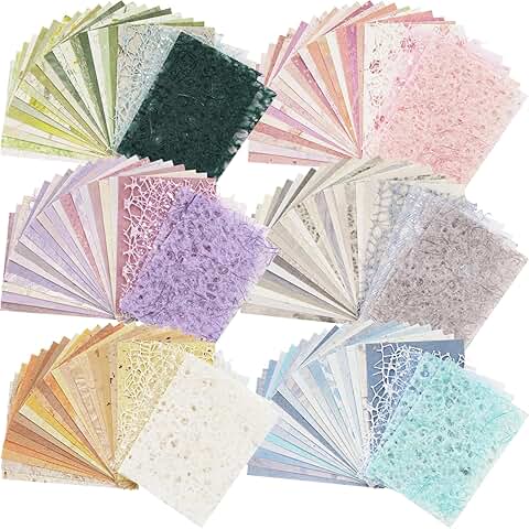 Set of 156 textured scrapbook papers and mesh fabric, 6 packs