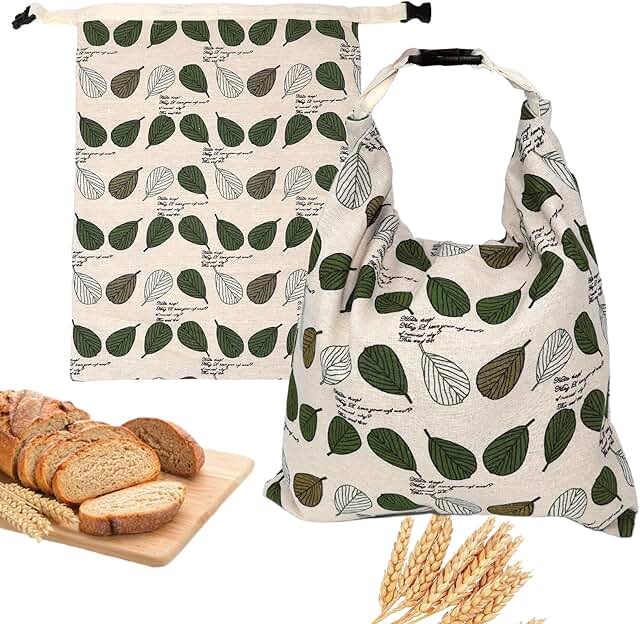 Beeswax Bread Bags for Sourdough, 2 Pack Cotton Storage