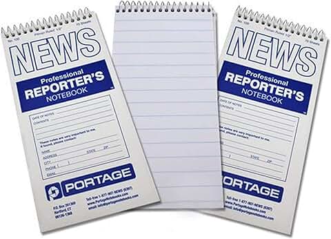 Spiral Notebook for Reporters, 4x8 inches, 70 sheets (3-pack)