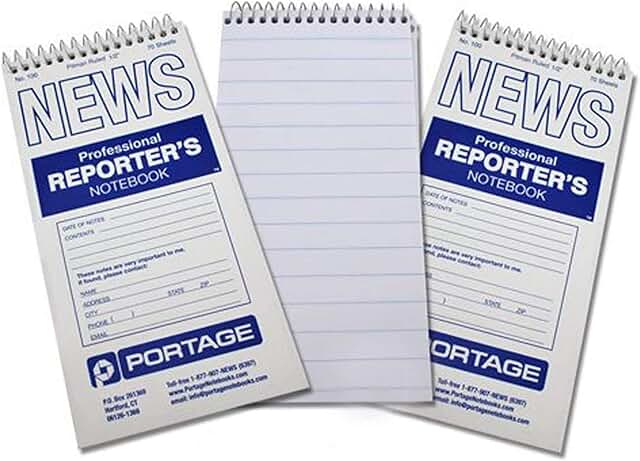 Spiral Notebook for Reporters, 4x8 inches, 70 sheets (3-pack)