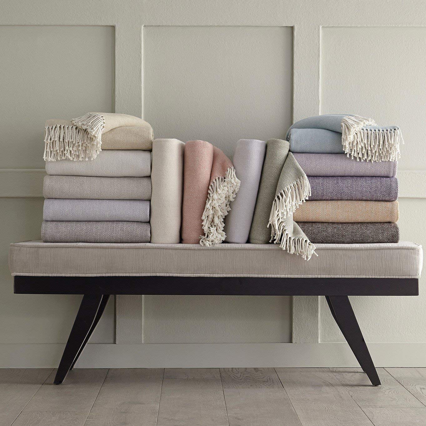 Celine Herringbone, 100% Cotton Throw Blanket  Lilac