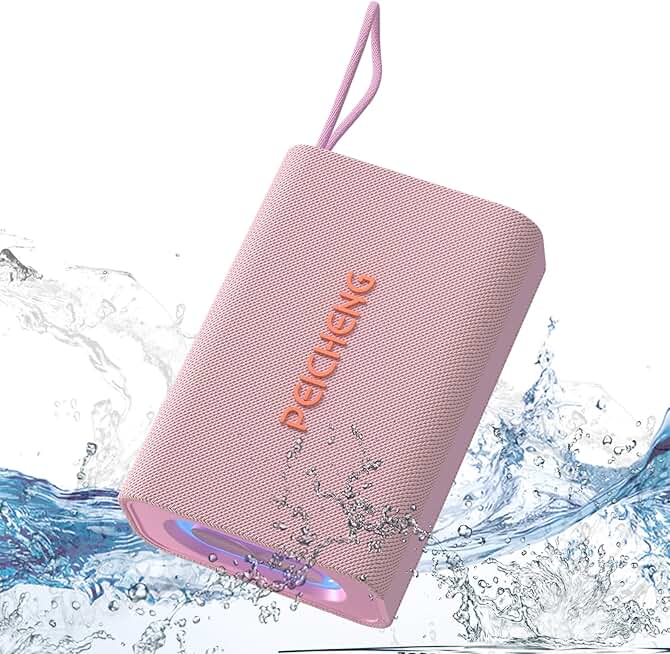 Pink Portable Waterproof Bluetooth Speaker with RGB Lights