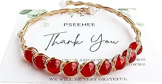 Red Agate Wire Wrapped Bracelet for Women