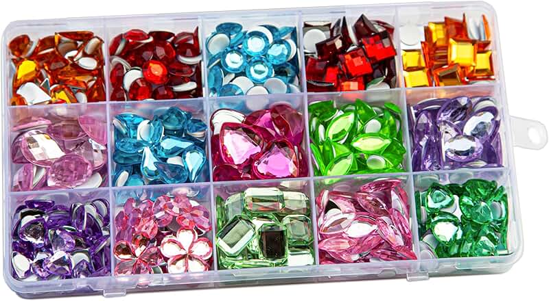Self-Adhesive Gem Stickers for Kids Crafts, 10 Shapes