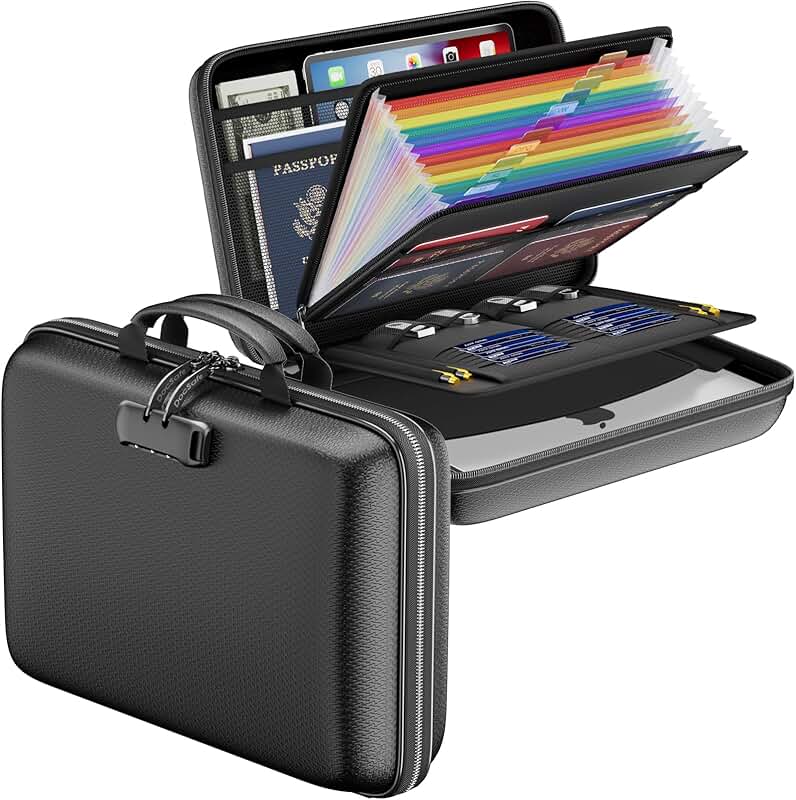 Fireproof Locking Document Organizer with 13 Pockets