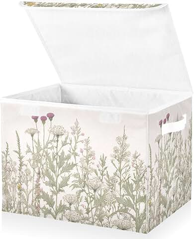 Colorful Floral Storage Bins with Handles