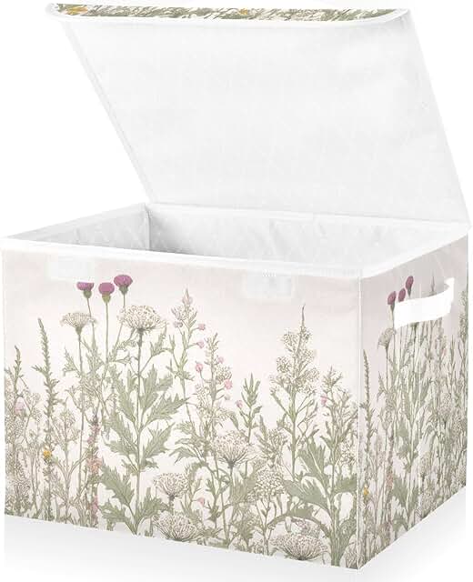 Colorful Floral Storage Bins with Handles