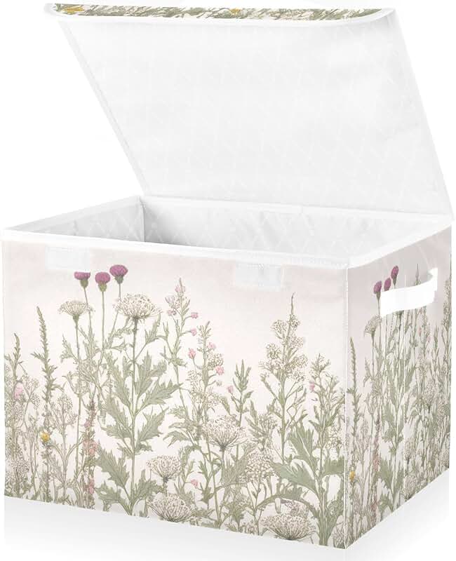 Colorful Floral Storage Bins with Handles