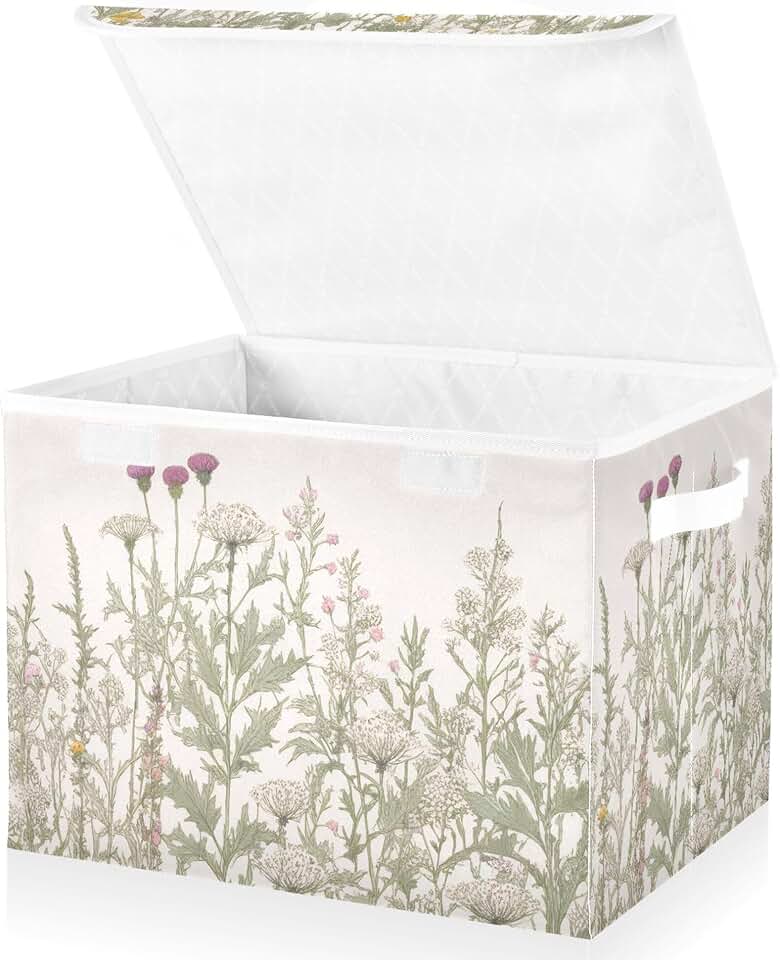 Colorful Floral Storage Bins with Handles