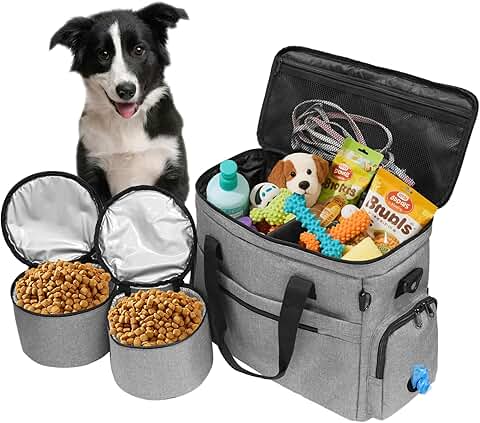 Dog Travel Bag with Collapsible Bowl